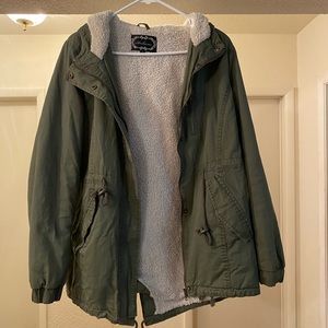 Army green jacket with Sherpa interior